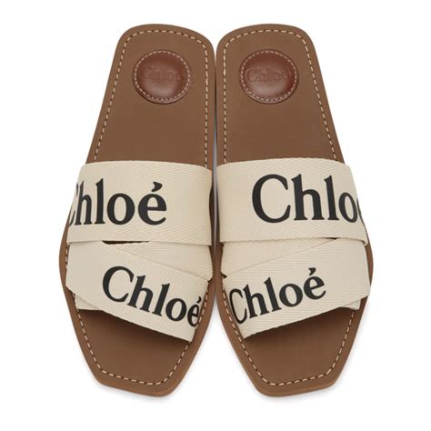 chloe woody flat mule|chloe woody logo slides.